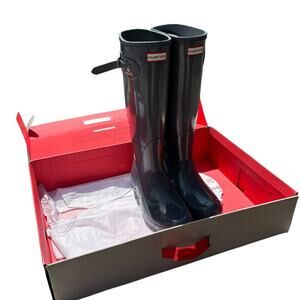 NIB Hunter Tall Gloss Rubber Boots US Women Size 11 Color- Graphite Wellies